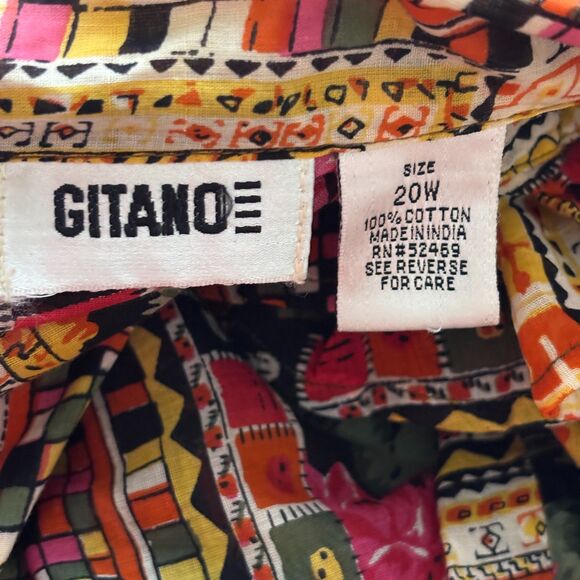 Gitano Women Top Vintage Y2K 90s Button Up Semi-Sheer Ruffle Patchwork 20W J112 - Picture 9 of 10